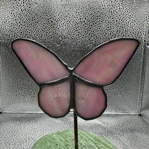 Pink Glass Butterfly Art Decor